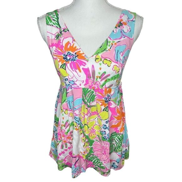 Lilly Pulitzer Tops - Lilly Pulitzer X Target Bright Floral Babydoll Top Size Small